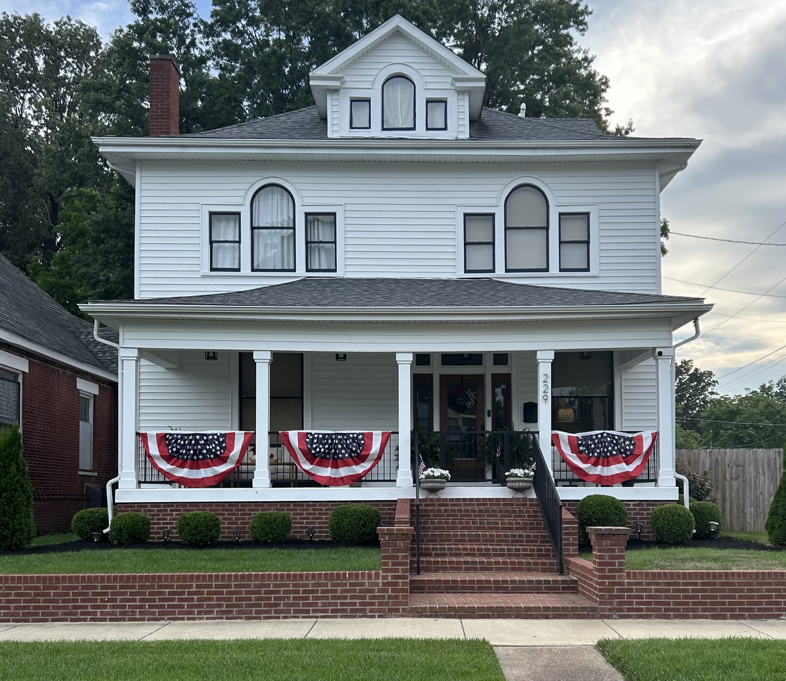 white two story house