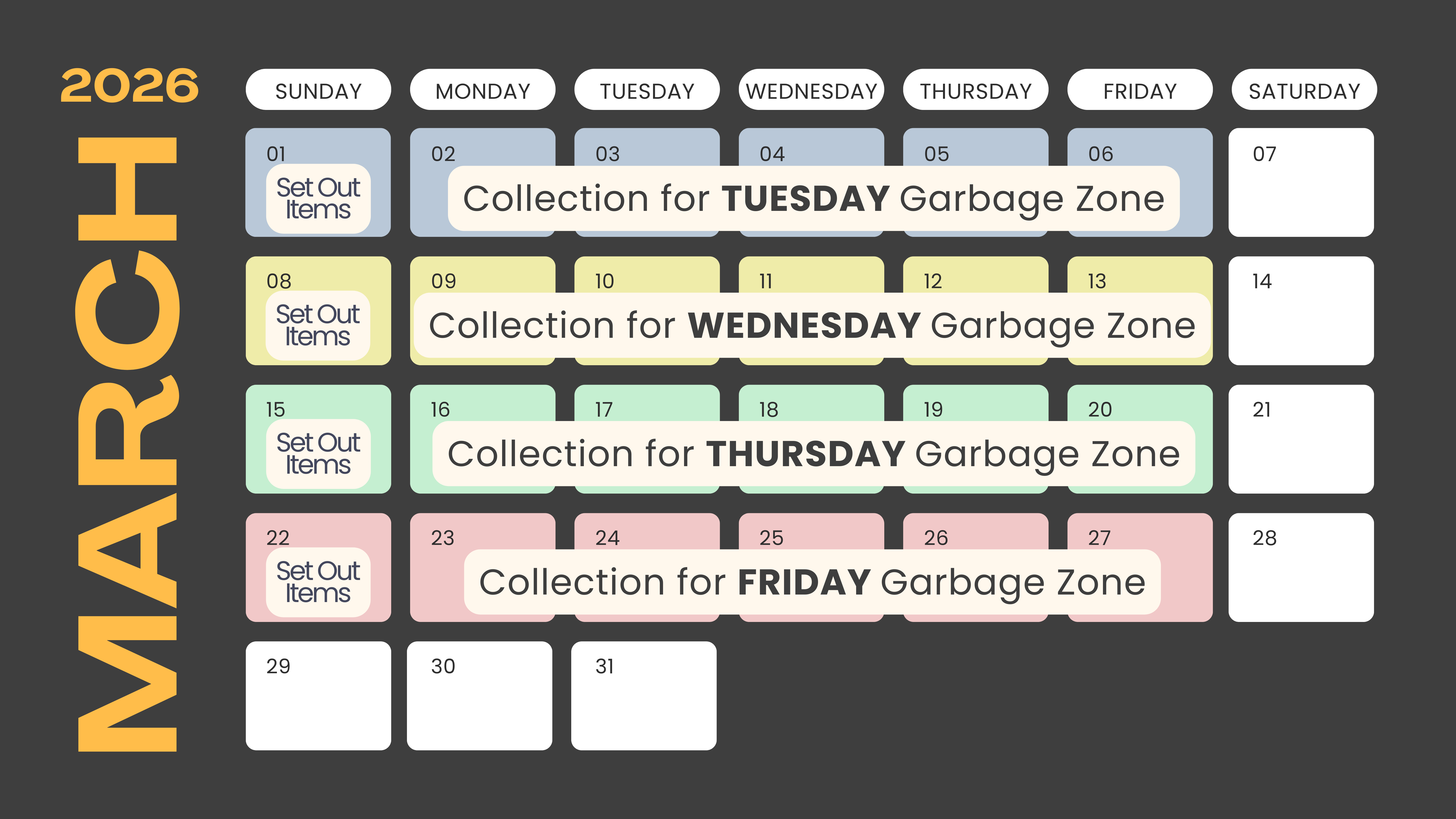 bulk item calendar