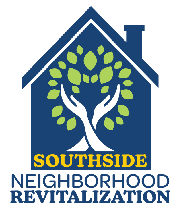 Southside Neighborhood Revitalization Logo with an outline of a house, tree, and loving hands